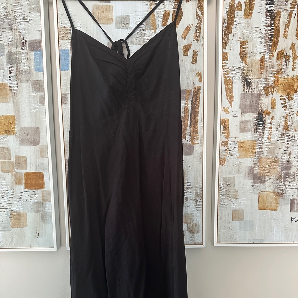 Black tie back slip dress